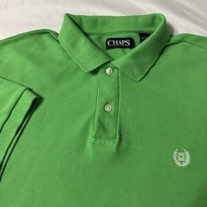 Chaps Mens Neon Green Polo Shirt XL TG EG Short‎ Sleeve Pique Logo